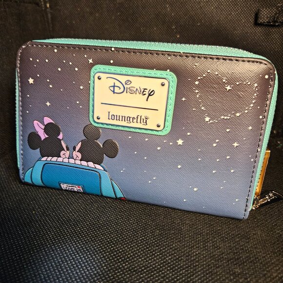 Disney Loungefly Mickey & Minnie Date Night Drive-In Zip Around Wallet - Picture 2 of 5